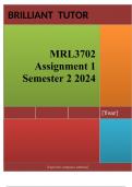 MRL3702 Assignment 1 &lpar;DETAILED ANSWERS&rpar; Semester 2 2024 &semi;100 &percnt; TRUSTED workings&comma; explanations and solutions
