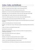 Cotton&comma; Cattle&comma; and RailRoads questions with correct answers With Complete Solution