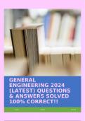 GENERAL ENGINEERING 2024 &lpar;LATEST&rpar; QUESTIONS & ANSWERS SOLVED 100&percnt; CORRECT&excl;&excl;