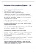 Behavioral Neuroscience Chapters 1-4&period;Questions with answers rated 100&percnt;