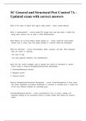 SC General and Structural Pest Control 7A &ndash; Updated exam with correct answers&period;