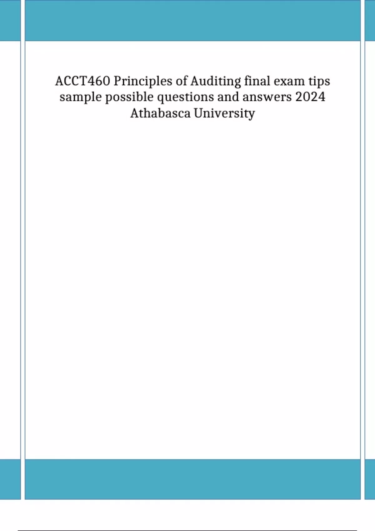 ACCT460 Principles of Auditing final exam tips sample possible ...