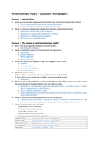 Prevention and Policy questions with answers