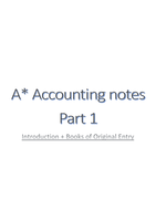 IGCSE/ O-LEVEL A* Accounting Notes (Part 1)