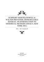 &lbrack;SUMMARY&rsqb; Martha Howell & Walter Prevenier&comma; From reliable sources&colon; an introduction to historical methods &lpar;Ithaca&comma; New York 2001&rpar;