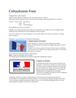 Cultuurkennis Frans tot en met hoofdstuk 8 