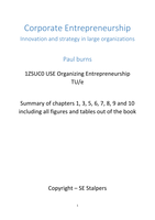 Summary book 'Corporate Entrepreneurship' by Paul Burns - 1ZSUC0 Organizing Entrepreneurship TU/e