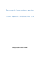 1ZSCU0 Summary book and compulsory readings - TU/e Organizing Entrepreneurship