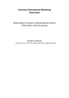 Summary International Marketing Final - Kotler and Armstrong