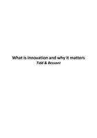 Samenvatting artikel: What is innovation and why it matters