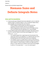 Riemann Sums and Definite Integrals Notes