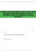 HAZMAT OPS EXAM NEWEST 2024 ACTUAL EXAM 250 QUESTIONS AND CORRECT DETAILED ANSWERS &lpar;VERIFIED ANSWERS&rpar; &vert;ALREADY GRADED A&plus;