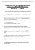 Cosmetology Florida State Board Clinical  Exam Review UPDATED Exam and  CORRECT Answers