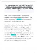 CLC 059 MANAGEMENT OF SUBCONTRACTING COMPLIANCE QUESTIONS AND CORRECT ANSWERS VERIFIED LATEST 2023-2024 GRADE A &plus;