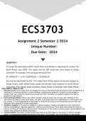  ECS3703 Assignment 2 &lpar;ANSWERS&rpar; Semester 2 2024 - DISTINCTION GUARANTEED