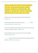 DENTAL ASSISTANT CERTIFICATION EXAM 2024- 2025 REAL EXAM QUESTIONS AND CORRECT  ANSWERS VERIFIED BY PROFESSIONAL AND  GRADED A&plus; &lpar;BRAND NEW&excl;&excl; DENTAL ASSISTANT  CERTIFICATION ACTUAL EXAM 100&percnt; PASS&rpar;