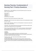 Nursing Theories&comma; Fundamentals of Nursing Test 1 Practice  Exam 2024&sol;2025 Questions With Completed & Verified Solutions&period;