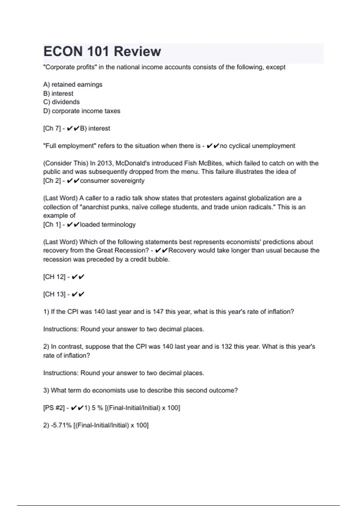 ECON 101 Review Questions and Answers 100% Solved with complete ...