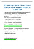 NR 325 Adult Health II Final Exam &vert; Questions and Answers Graded A&plus; &vert; Latest 2024
