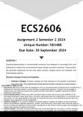 ECS2606 Assignment 2 &lpar;ANSWERS&rpar; Semester 2 2024 - DISTINCTION GUARANTEED