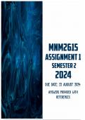 MNM2615 Assignment 1 Semester 2 2024 &vert; Due 23 August 2024