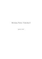 Revision Notes Calculus I