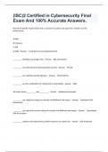 &lpar;ISC&rpar;2 Certified in Cybersecurity Final Exam And 100&percnt; Accurate Answers&period;