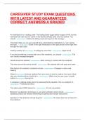  CAREGIVER STUDY EXAM QUESTIONS WITH LATEST AND GUARANTEED CORRECT ANSWERS A GRADED
