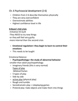 Development PSYCH notes (CH. 6 Psychosocial development from 2-6)
