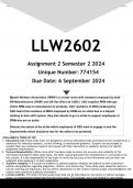 LLW2602 Assignment 2 &lpar;ANSWERS&rpar; Semester 2 2024 - DISTINCTION GUARANTEED