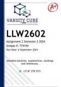 LLW2602 Assignment 2 &lpar;DETAILED ANSWERS&rpar; Semester 2 2024 - DISTINCTION GUARANTEED