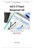 2024 Unit 9&colon; Project Management - Assignments 3 &lpar;Learning aim D at Distinction level&rpar; &lpar;FOR A DISTINCTION IN LAD&rpar;