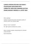 CLINICAL MODALITIES NSG 526 EXAM 3 STUDYGUIDE QUESTIONS WITH CORRECTRY ANALYZED ANSWERS &lpar;ACTUAL EXAM&rpar; ALREADY GRADED A&plus; LATEST 2024