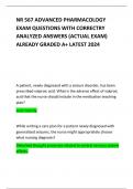 NR 567 ADVANCED PHARMACOLOGY EXAM QUESTIONS WITH CORRECTRY ANALYZED ANSWERS &lpar;ACTUAL EXAM&rpar; ALREADY GRADED A&plus; LATEST 2024   