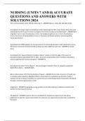 NURSING &lpar;UNITS 7 AND 8&rpar; ACCURATE QUESTIONS AND ANSWERS WITH SOLUTIONS 2024