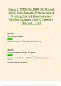 Exam 3&colon; NSG300 &sol; NSG 300 &lpar;Latest 2024 &sol; 2025 Update&rpar; Foundations of Nursing Exam &vert; Questions and Verified Answers &vert; 100&percnt; Correct &vert; Grade A - GCU