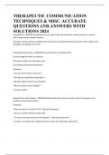 THERAPEUTIC COMMUNICATION TECHNIQUES & MISC&period; ACCURATE QUESTIONS AND ANSWERS WITH SOLUTIONS 2024
