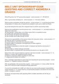 MSLC UNIT SPONSORSHIP EXAM QUESTINS AND CORRECT ANSWERA A GRADED