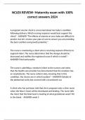 NCLEX REVIEW- Maternity exam with 100- correct answers 2024&period;