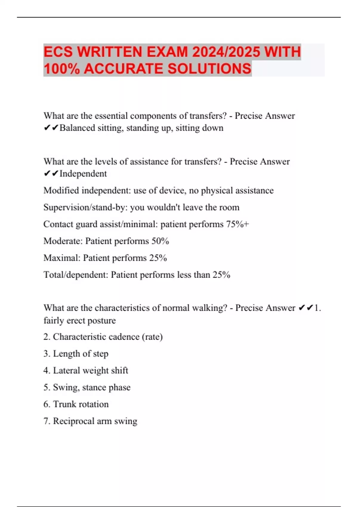 ECS WRITTEN EXAM 2024/2025 WITH 100% ACCURATE SOLUTIONS - ECS - Stuvia US