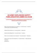 US ARMY EXPLOSIVES SAFETY FAMILIARIZATION &lpar;AMMO-63&rpar; EXAM 2024&vert;VERIFIED&vert;UPDATED&vert;COMPLETE ANSWERS
