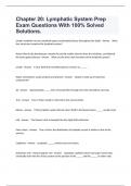 Chapter 20&colon; Lymphatic System Prep Exam Questions With 100&percnt; Solved Solutions&period;