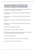Lymphatic System Final Exam And Answers Already Passed&lpar;Updated&rpar;&period;