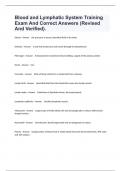 Blood and Lymphatic System Training Exam And Correct Answers &lpar;Revised And Verified&rpar;&period;