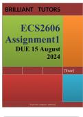 ECS2606 Assignment 1 &lpar;COMPLETE ANSWERS&rpar; Semester 2 2024  - DUE 15 August 2024 &semi; 100&percnt; TRUSTED Complete&comma; trusted solutions and explanations&period; 