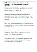 EPA Risk assessor Questions and Answers &lpar;Verified Answers&rpar; Latest Update 
