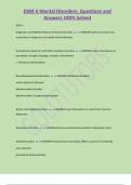DSM-5 Mental Disorders&semi; Questions and  Answers 100&percnt; Solved 