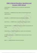 DSM-5 Mental Disorders&semi; Questions and  Answers 100&percnt; Solved 