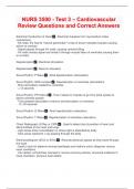 NURS 3500 - Test 3 &ndash; Cardiovascular Review Questions and Correct Answers