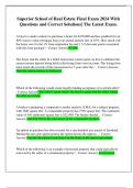Superior Real Estate School Latest Exam 2024 With  Correct Solutions&period;